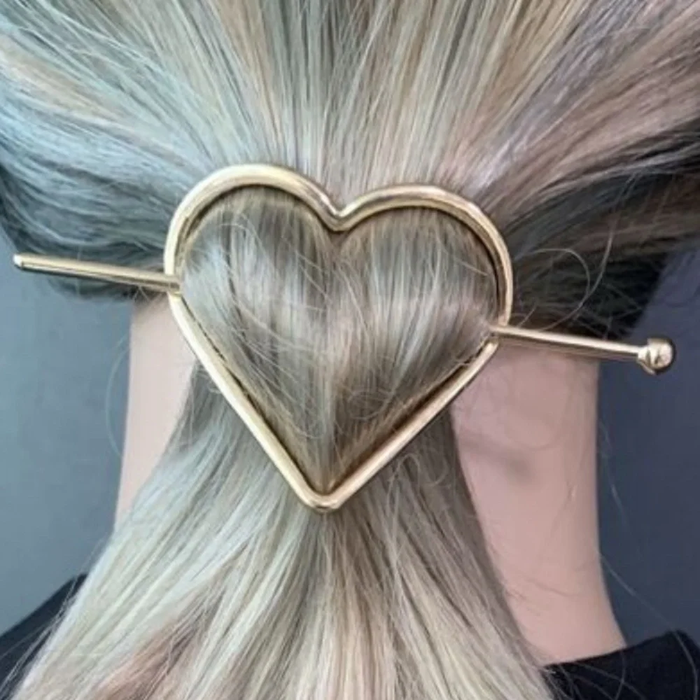 Heart Hairpin gold hair pin clip jewelry accessory barrette tie rose metal gift